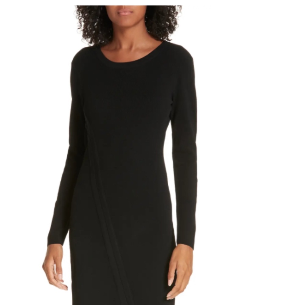 Diagonal Ruched Tunnel Dress Black